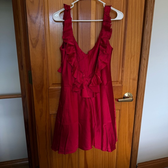 Selfie Leslie Crimson Ruffle Dress - Picture 3 of 5